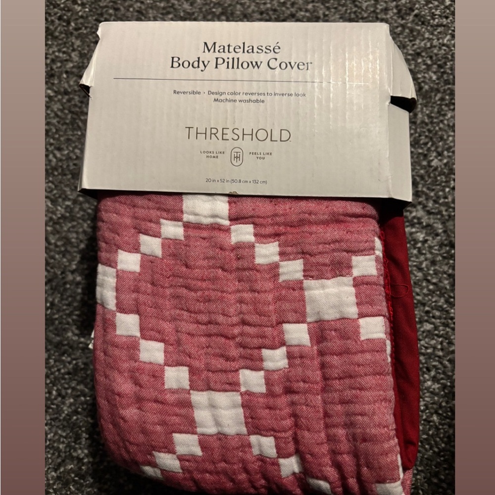 Threshold Quilted Body Pillow Cover - Pink & White Geometric